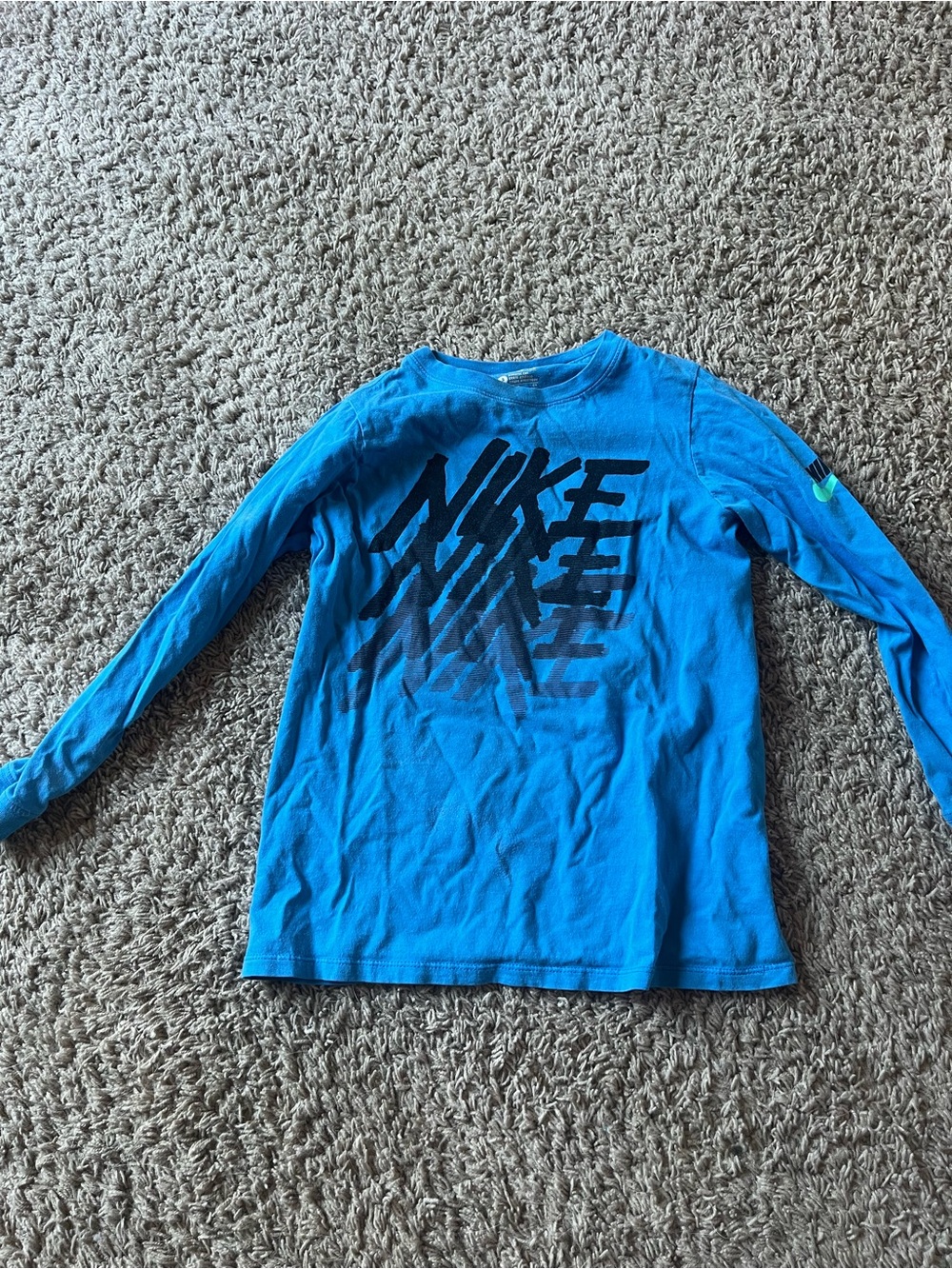 Nike Bright Blue Long-Sleeve Graphic Tee with Black Logo